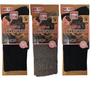 Women Wool Socks, Merino Lamb  Thick Warm Winter Socks, 3-PACK, NEW